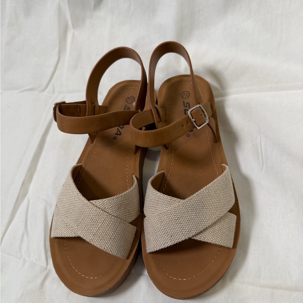 Soda Brown and Cream Sandals